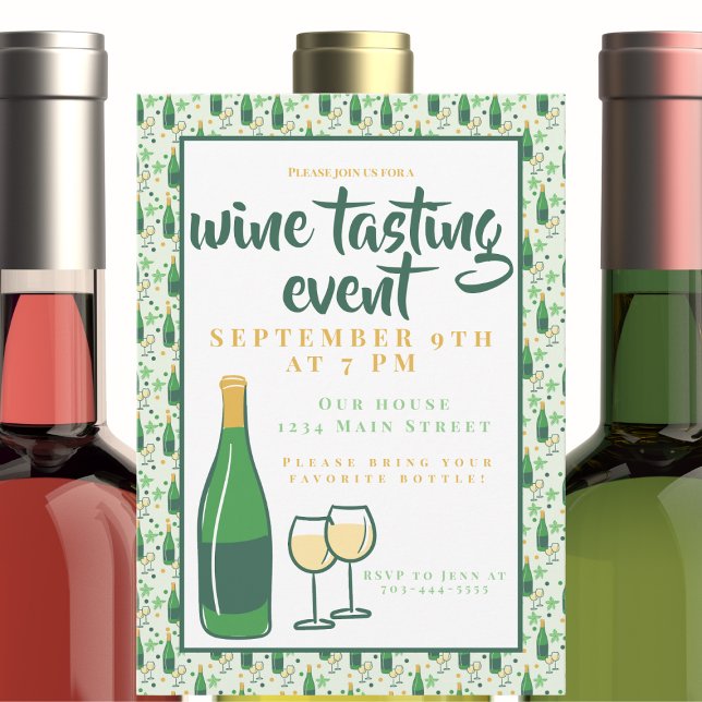 Invitación Flores de gafas de vino de degustación de vino (Subido por el creador)