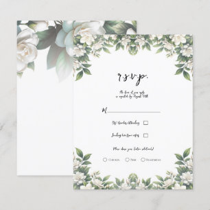 Invitación Flores de Gardenia Blanca Elegante RSVP de Boda Fl