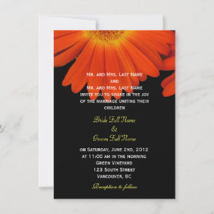 Invitación Flores de gerbera margarita naranja elegante boda