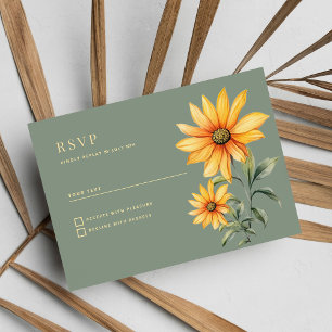 Invitación Flores de girasol amarillo verde mojado RSVP