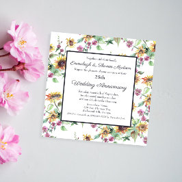 Invitación Flores de girasol elegantes para boda y aniversari