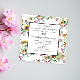 Invitación Flores de girasol elegantes para boda y aniversari