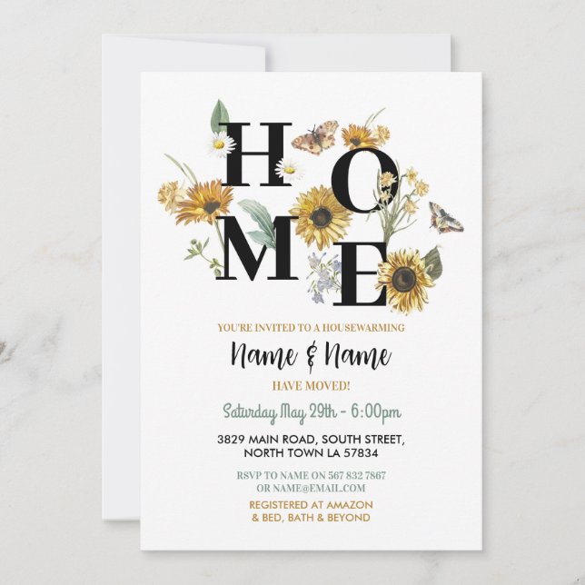 Invitación Flores de girasol Fiesta verde de primavera que ca (Anverso)