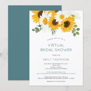 Invitación Flores de girasol rusticas ducha virtual de novias