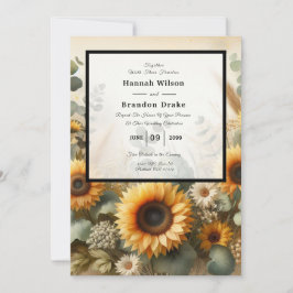 Invitación Flores de Girasoles del Verano Iluminadas por el S