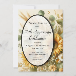 Invitación Flores de Girasoles del Verano Iluminadas por el S