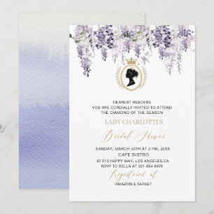 Invitación Flores de glicina en acuarela moderna era regencia