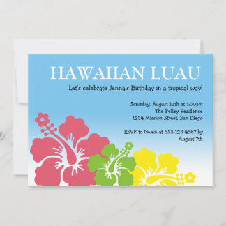 Invitación Flores de Hawai Luau hibiscus isla tropical