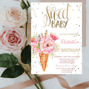 Invitación Flores de helado Frutas Cumpleaños