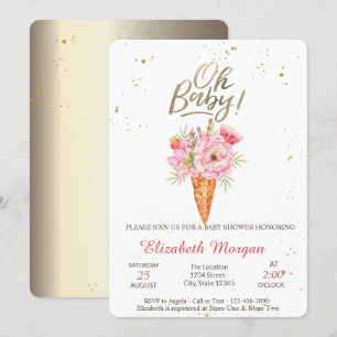Invitación Flores de helado Oh Baby Cumpleaños de verano Baby