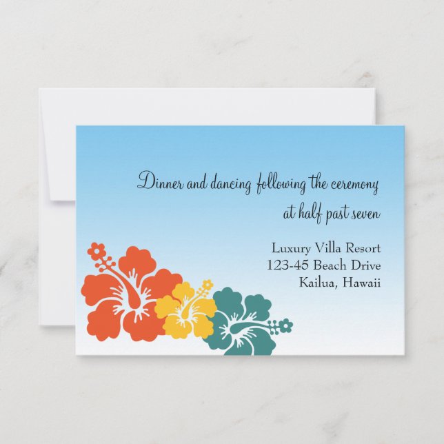 Invitación flores de hibisco hawaiano naranja enclosure de bo (Anverso)