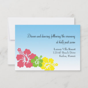 Invitación flores de hibisco hawaiano rosa enclosure de boda