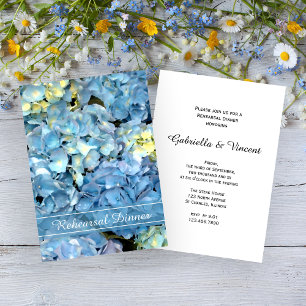 Invitación Flores de hidrangea azul Boda Ensayo Cena