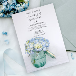 Invitación Flores de hidrangea azul en Boda de la vesícula de