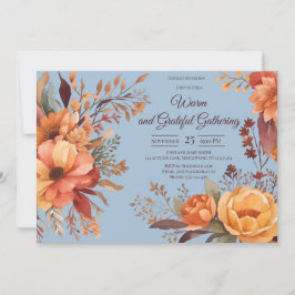 Invitación Flores de hojas de otoño Día de Acción de Gracias 