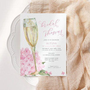Invitación Flores de Hortensia Rosa Baby Shower Nupcial
