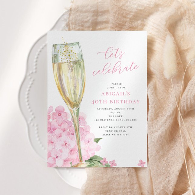 Invitación Flores de Hortensia Rosa Celebremos (Subido por el creador)
