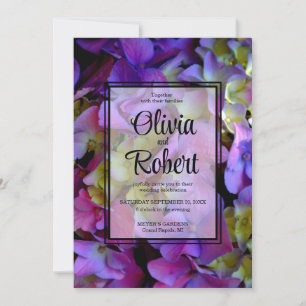 Invitación Flores de Hydrangeas azul morado