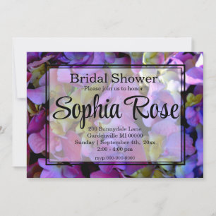 Invitación Flores de Hydrangeas azul morado