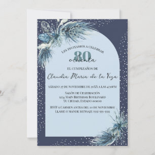 Invitación Flores de Invierno Azules Españoles Fiesta de Cump