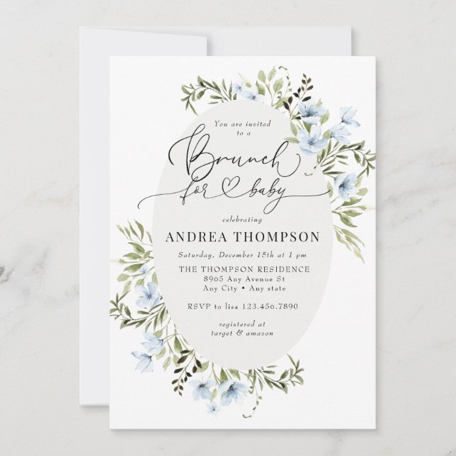 Invitación Flores de Invierno | Brunch de Bebé (Anverso)