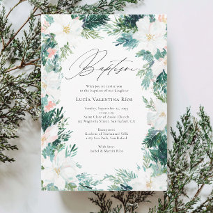 Invitación Flores de Invierno Corona Elegante Poinsettia Baut