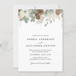 Invitación Flores de invierno de acuarela rusa