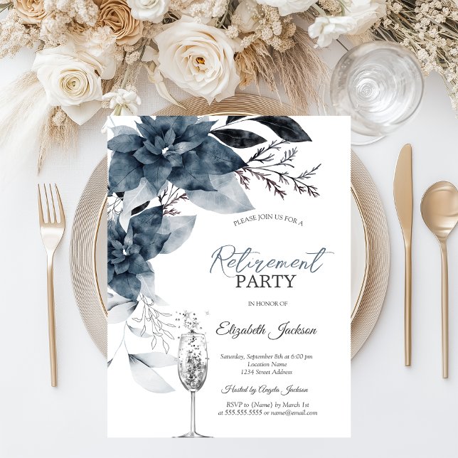 Invitación Flores de Invierno en Acuarela Champagne Jubilació (Subido por el creador)