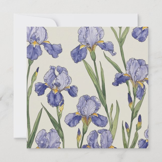 Invitación Flores de Iris Azul (Anverso)