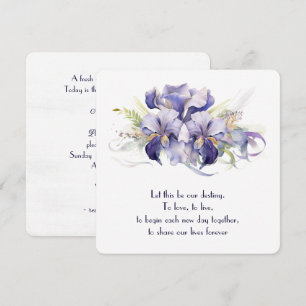Invitación Flores De Iris Púrpura En Blanco