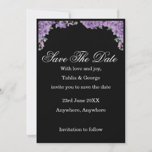 Invitación Flores de Jacaranda Negras y Moradas Guardar la Fe