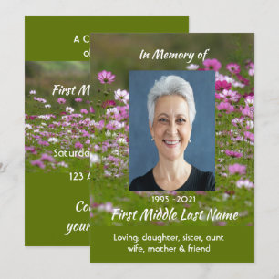 Invitación Flores de jardín Cosmos Celebración del servicio d