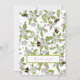 Invitación Flores de jardín de primavera y abejorros