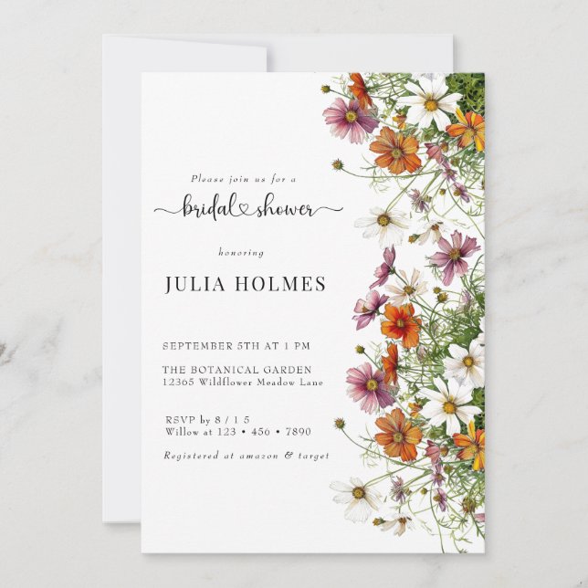 Invitación Flores de jardín Ducha de novia (Anverso)