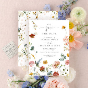 Invitación Flores de jardín elegantes acuarela Save the Date