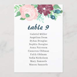 Invitación Flores de jardín. Número de tabla floral con asien