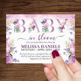 Invitación Flores De Jardín Púrpura Y Rosa Beben En Bloom