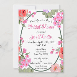 Invitación Flores de jardín rosa floral ducha de novia