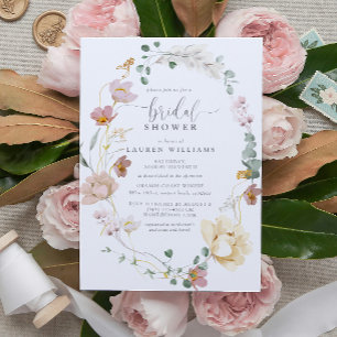 Invitación Flores de jardín rosado de Rubor Script Bridal Sho