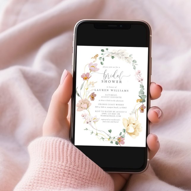 Invitación Flores de jardín rosado de Rubor Script Bridal Sho (Subido por el creador)