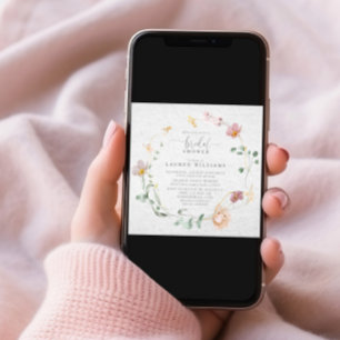 Invitación Flores de jardín rosado Rubor Wreath Bridal Shower