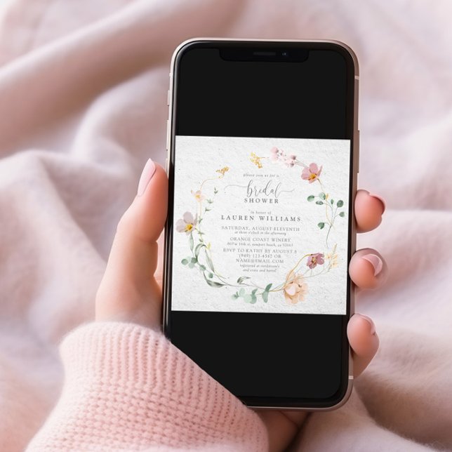 Invitación Flores de jardín rosado Rubor Wreath Bridal Shower (Subido por el creador)