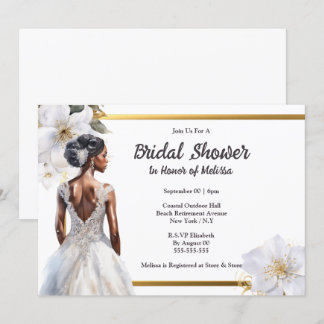 Invitación Flores de jardín simples de novias afroamericanas