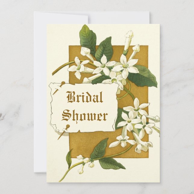 Invitación Flores de jazmín de época boda ducha de novia (Anverso)