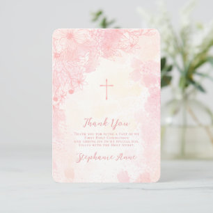 Invitación Flores de la comunidad acuarelas rosadas Gracias