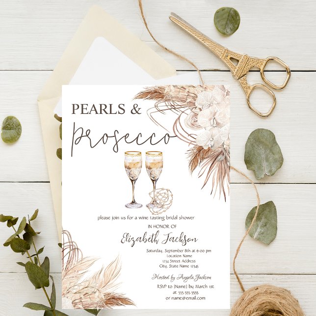 Invitación Flores de las Pampas Perlas Prosecco Despedida de  (Subido por el creador)