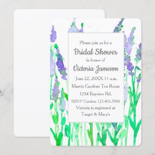 Invitación Flores de lavanda Agua Ducha Nupcial