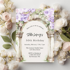 Invitación Flores de lavanda arco beige cumpleaños