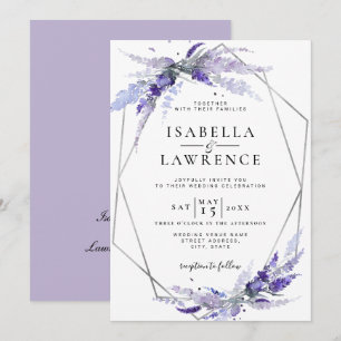 Invitación Flores de lavanda Boda de plata morada floral
