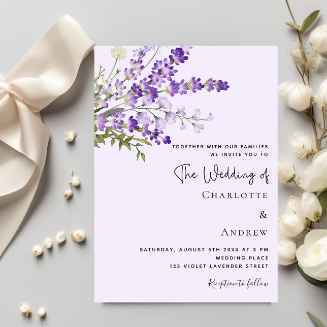 Invitación Flores de lavanda boda violeta de lujo (Subido por el creador)
